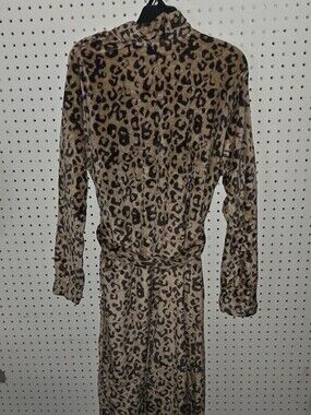 Leopard Print Long Sleeve Maxi Robe Ugg- Brown & Black